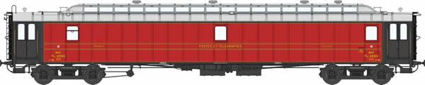 REE Modeles VB-079 - French MIDI Railroad Postal Van Class OCEM 21,6 m, Era II, dark red, grey roof